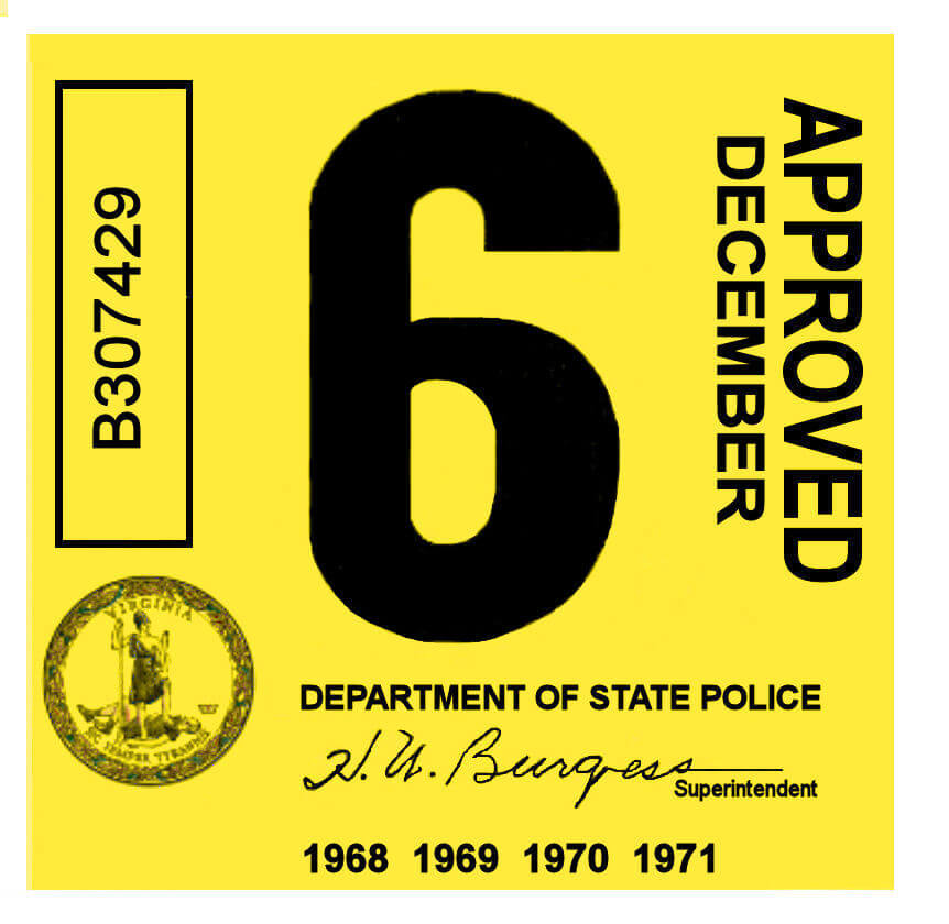 (image for) 1968-71 Virginia INSPECTION Sticker